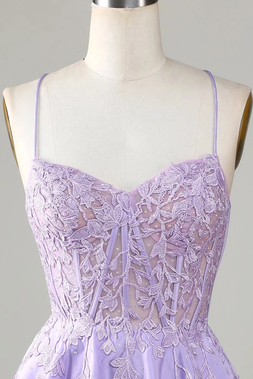 Gorgeous A Line Spaghetti Straps Royal Blue Corset Homecoming Dress with Appliques