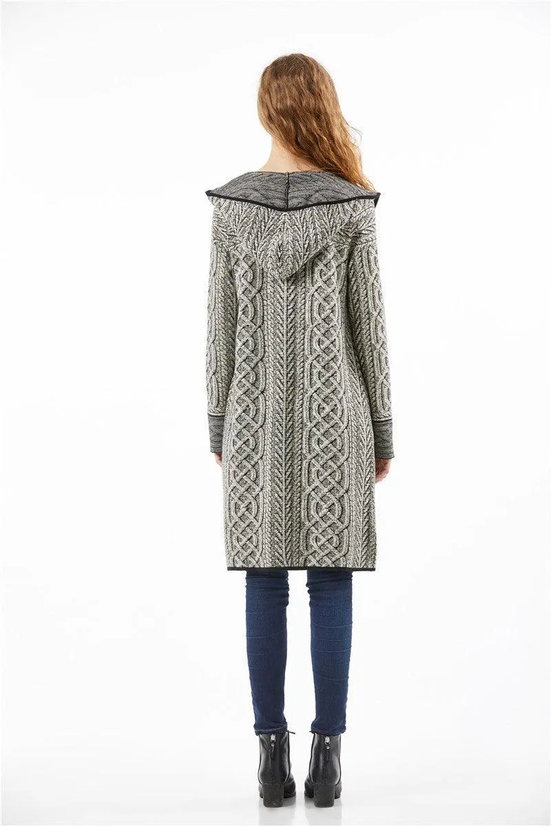 Gray Winter Women Long Cardigans Women Hooded Sweater