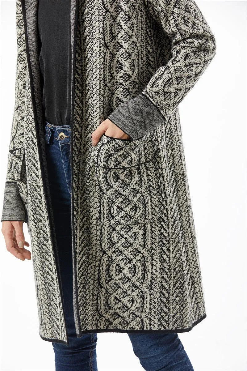 Gray Winter Women Long Cardigans Women Hooded Sweater