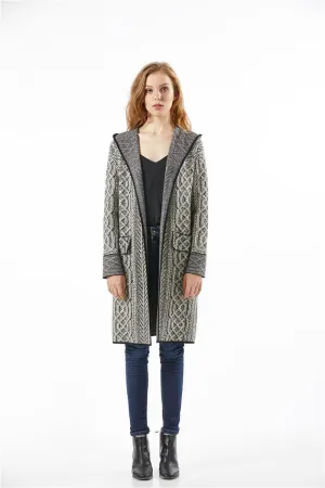 Gray Winter Women Long Cardigans Women Hooded Sweater