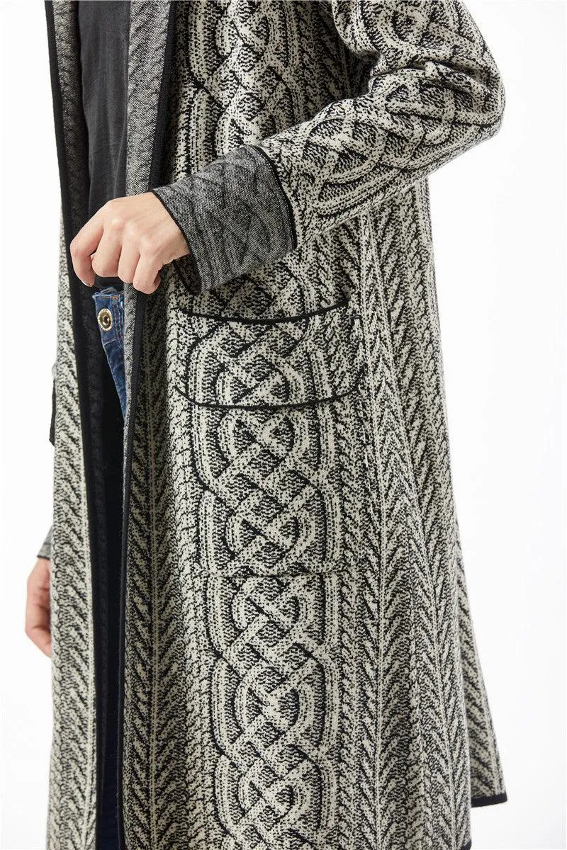 Gray Winter Women Long Cardigans Women Hooded Sweater