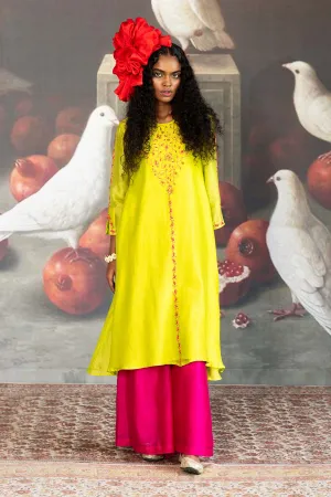 Green Embroidered Long Kurta
