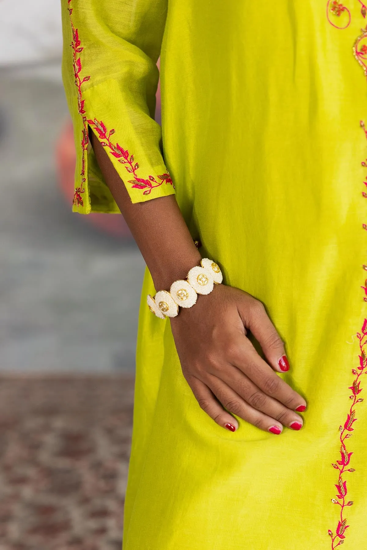 Green Embroidered Long Kurta