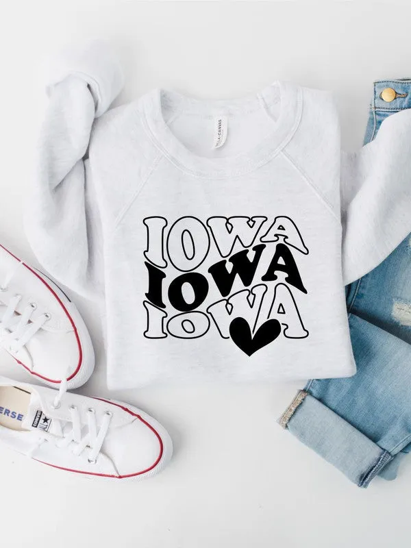 Groovy Iowa Heart Premium Bella Canvas Sweatshirt