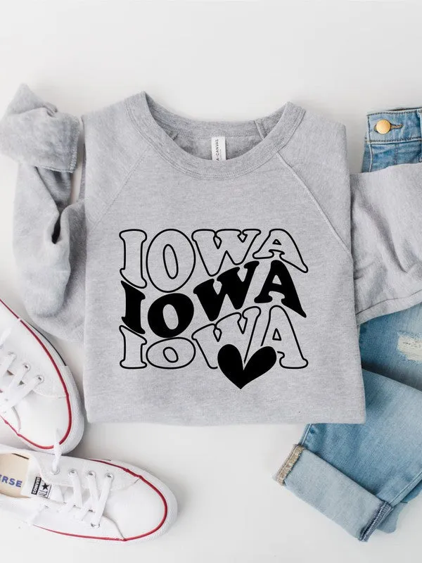 Groovy Iowa Heart Premium Bella Canvas Sweatshirt
