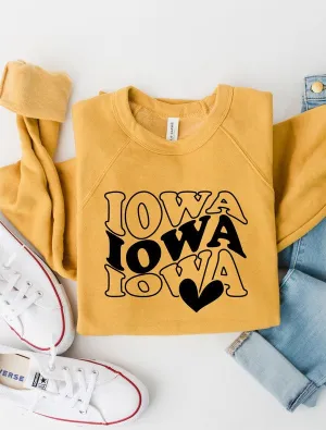 Groovy Iowa Heart Premium Bella Canvas Sweatshirt