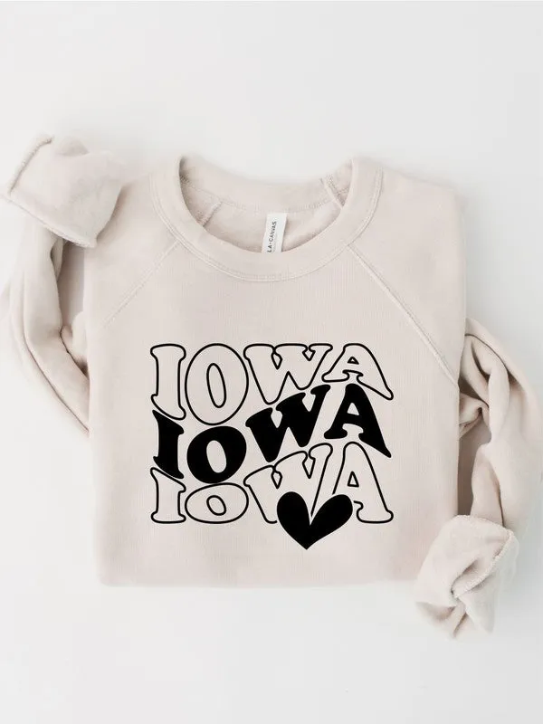 Groovy Iowa Heart Premium Bella Canvas Sweatshirt