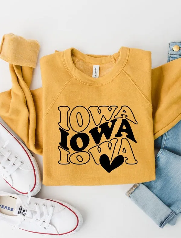 Groovy Iowa Heart Premium Bella Canvas Sweatshirt