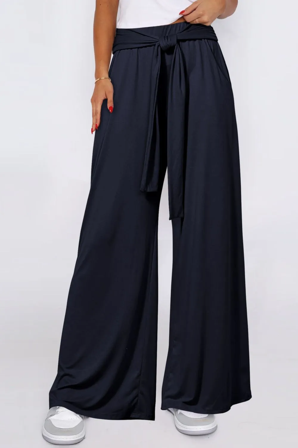 Hazel Blues® |  Tied Wide Leg Pants with Pockets