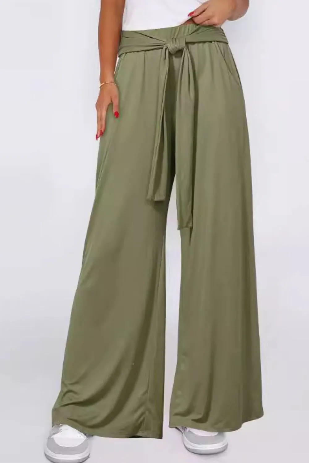 Hazel Blues® |  Tied Wide Leg Pants with Pockets