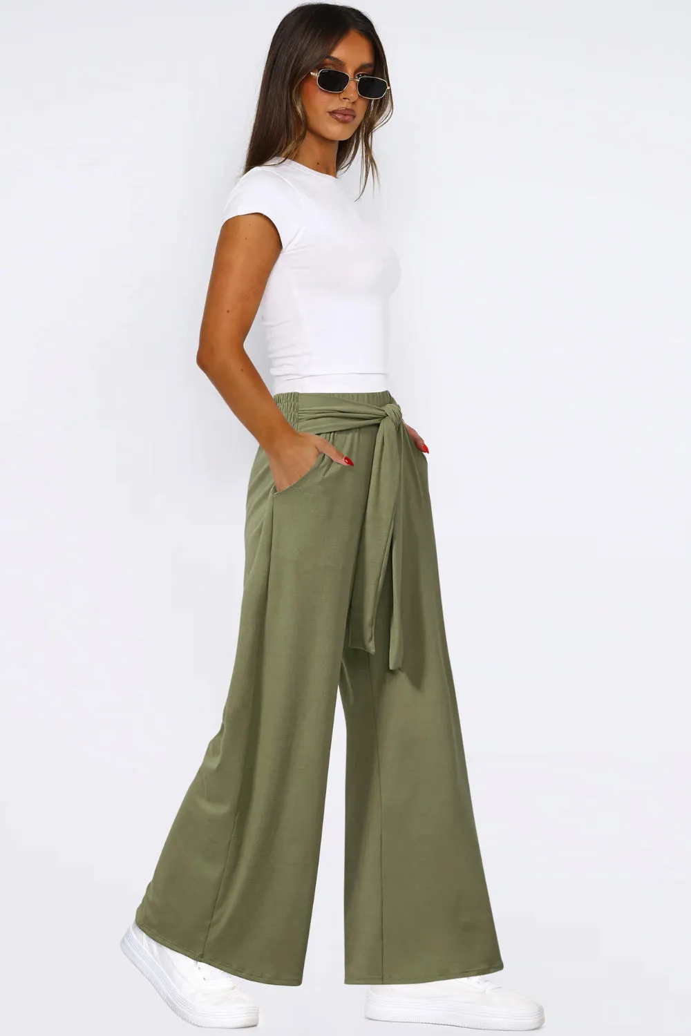 Hazel Blues® |  Tied Wide Leg Pants with Pockets