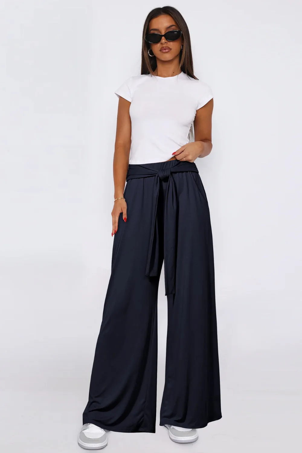 Hazel Blues® |  Tied Wide Leg Pants with Pockets