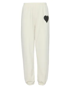 Heart Sweatpants in Vintage White