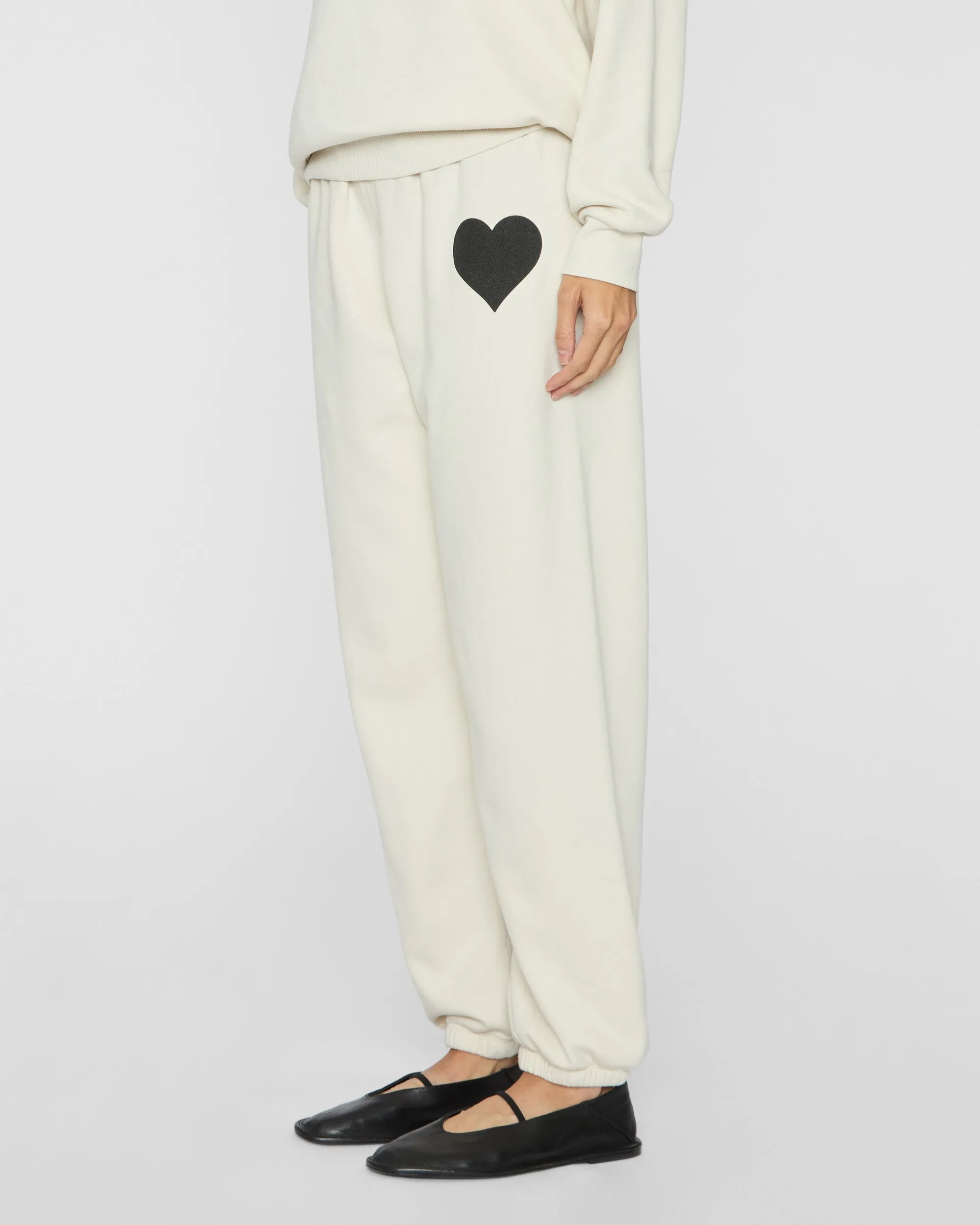 Heart Sweatpants in Vintage White