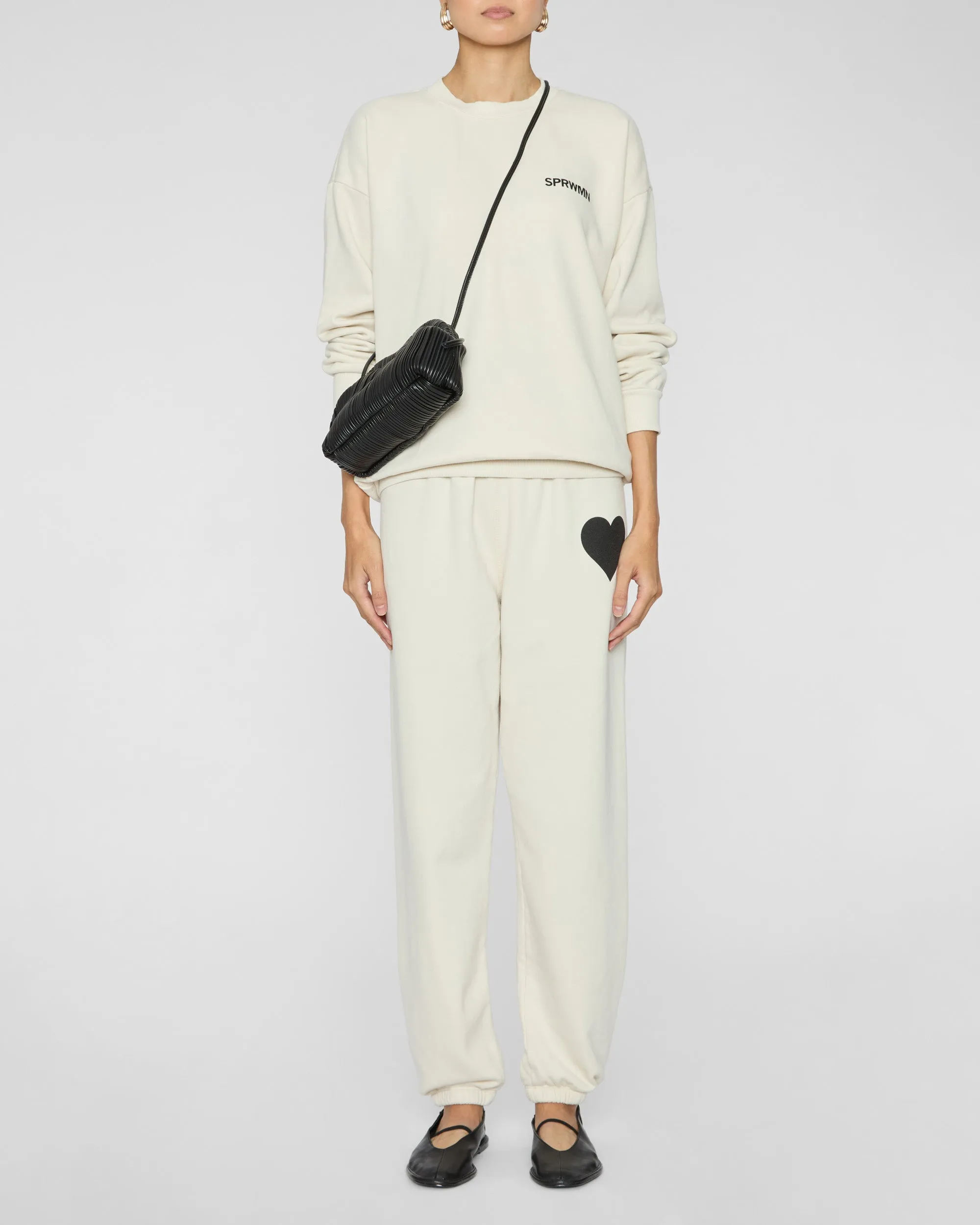 Heart Sweatpants in Vintage White