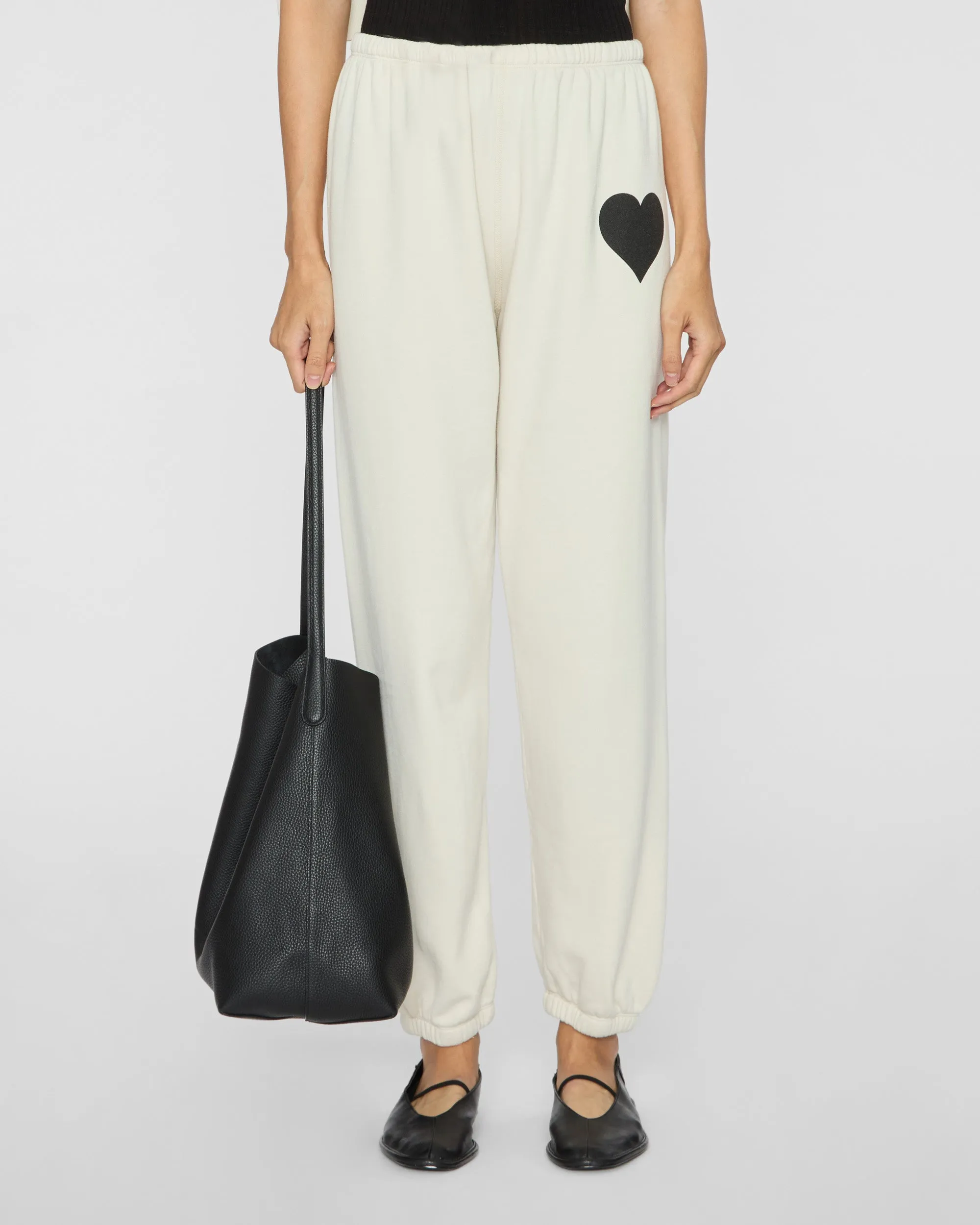 Heart Sweatpants in Vintage White