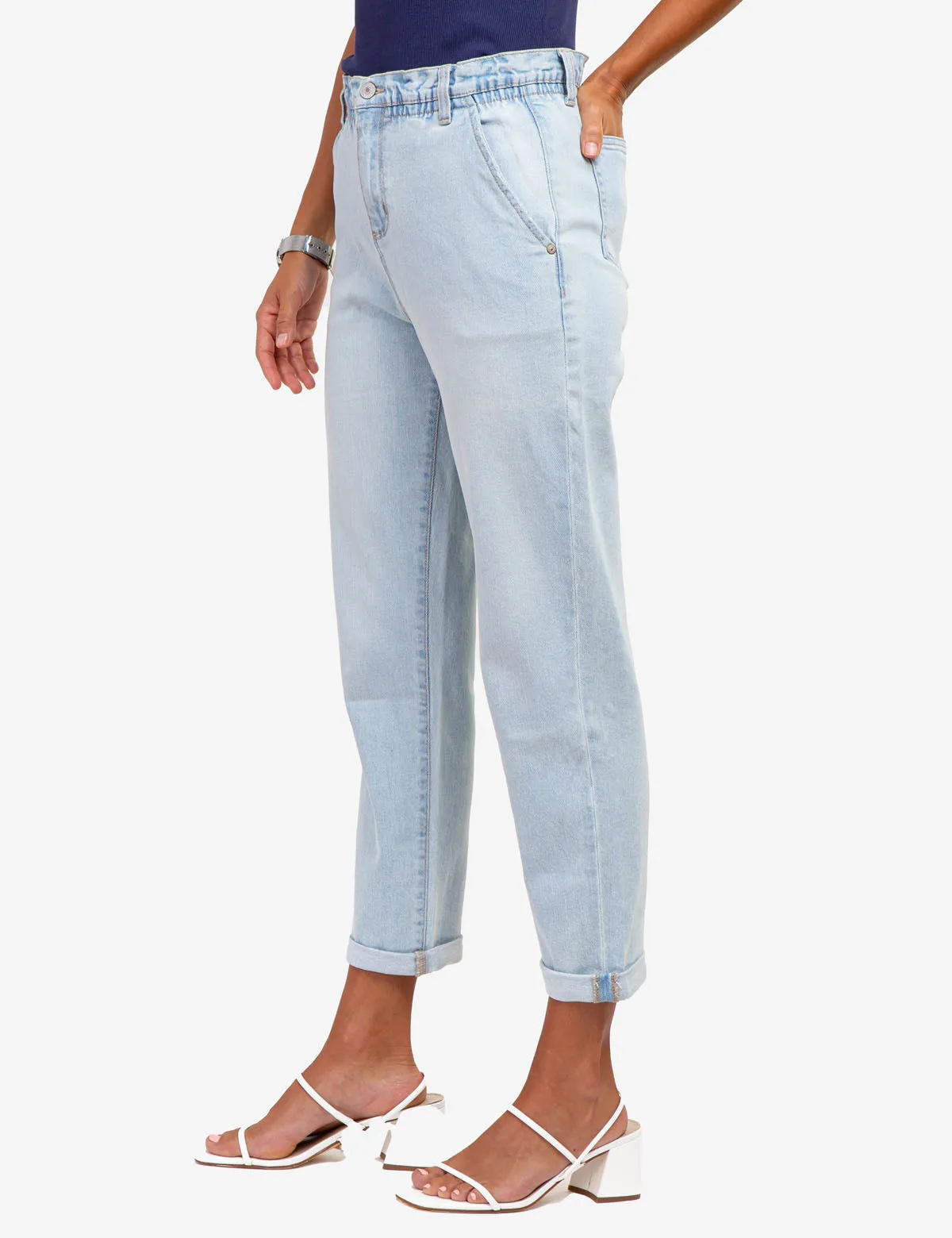 HIGH RISE PAPERBAG CROPPED JEANS