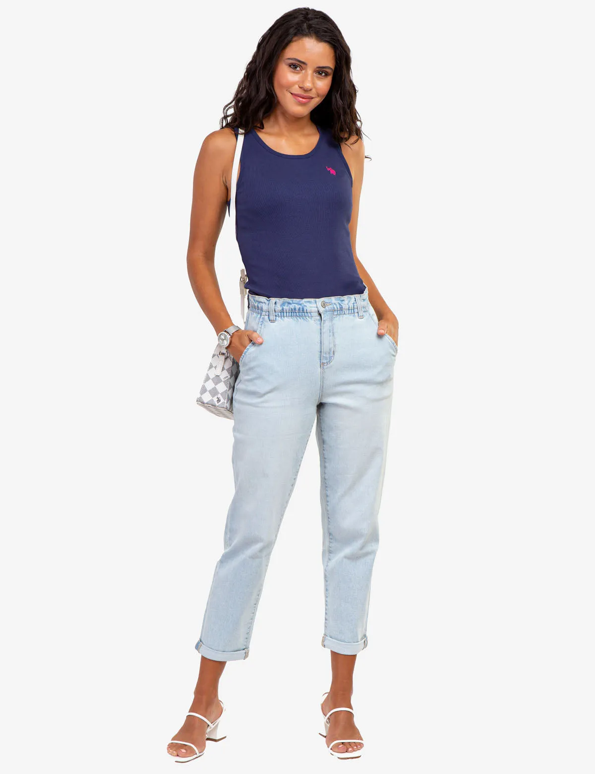 HIGH RISE PAPERBAG CROPPED JEANS
