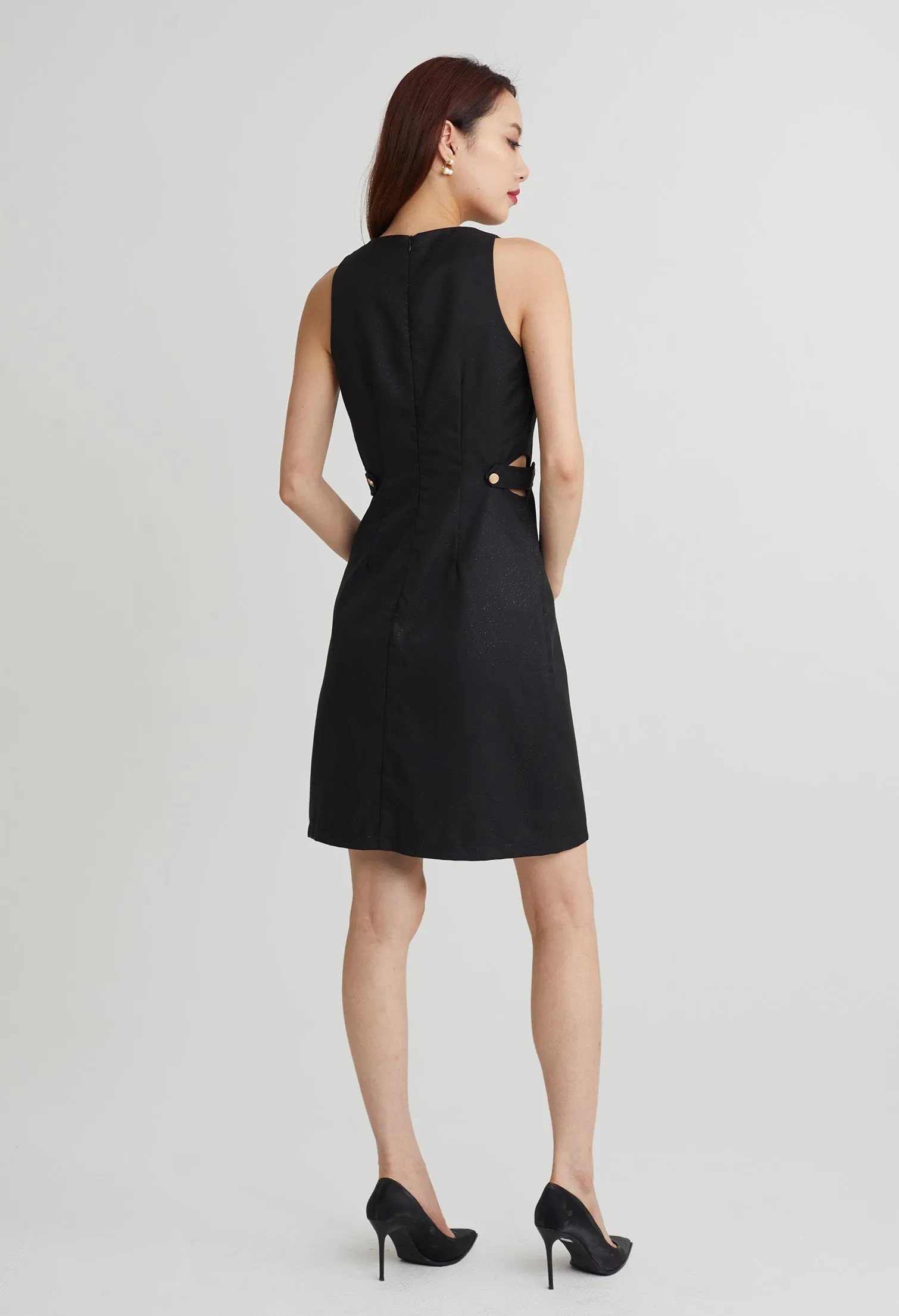Hinted Stardust Waist Cutout Dress