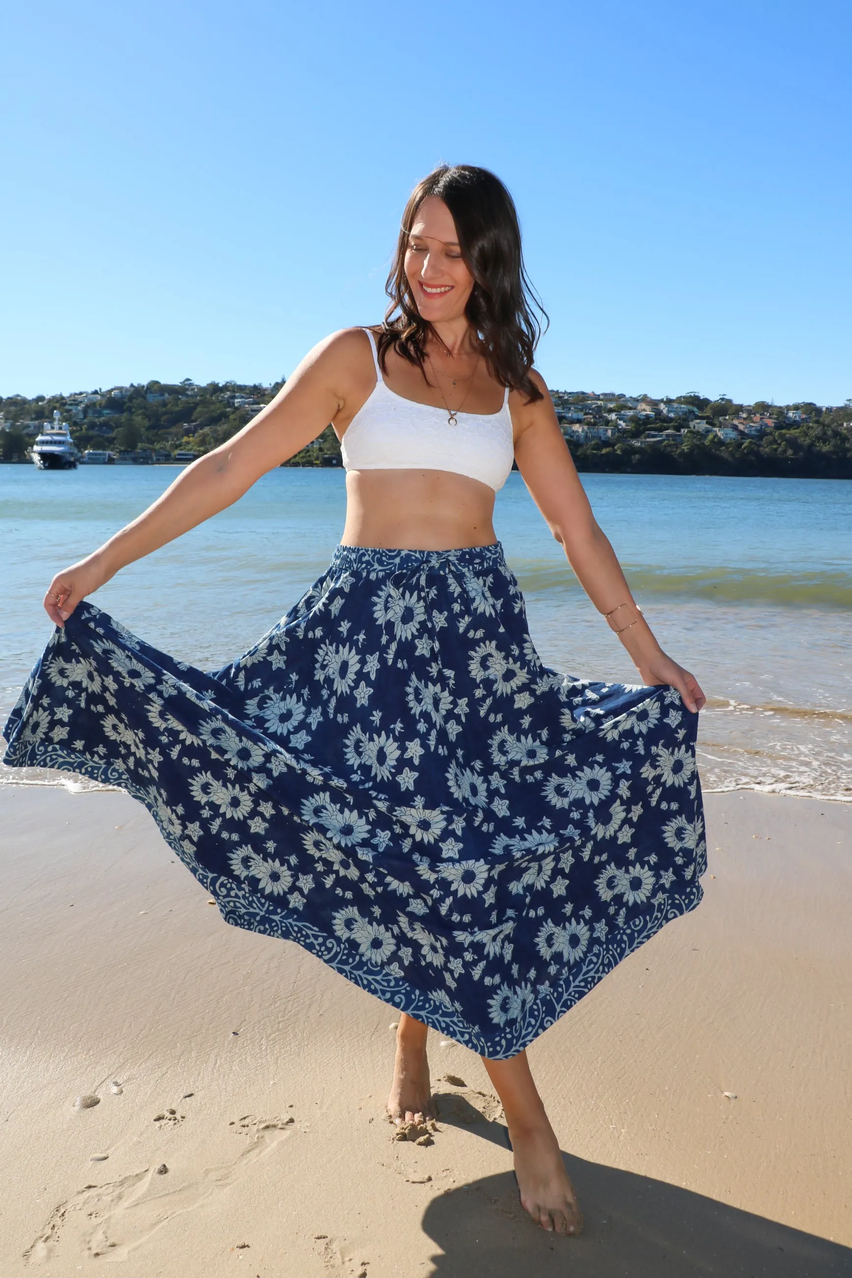 Holly - Sunflower Boho Chic Long Skirt
