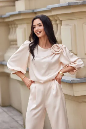 Impressive Rose Puff Blouse