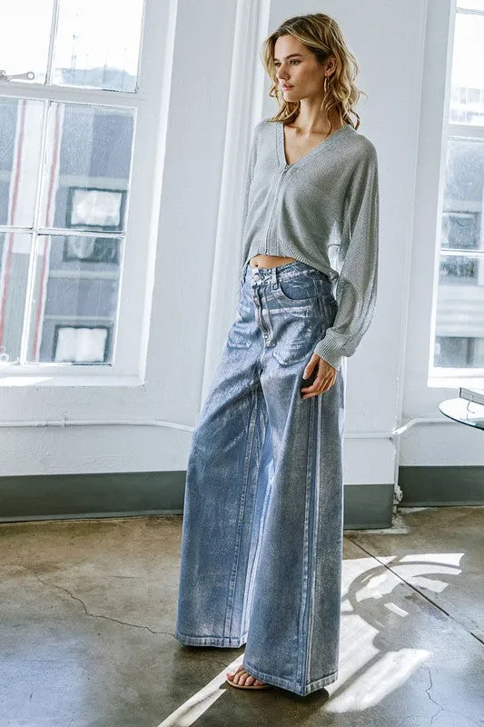 Indigo Metallic Denim Pant