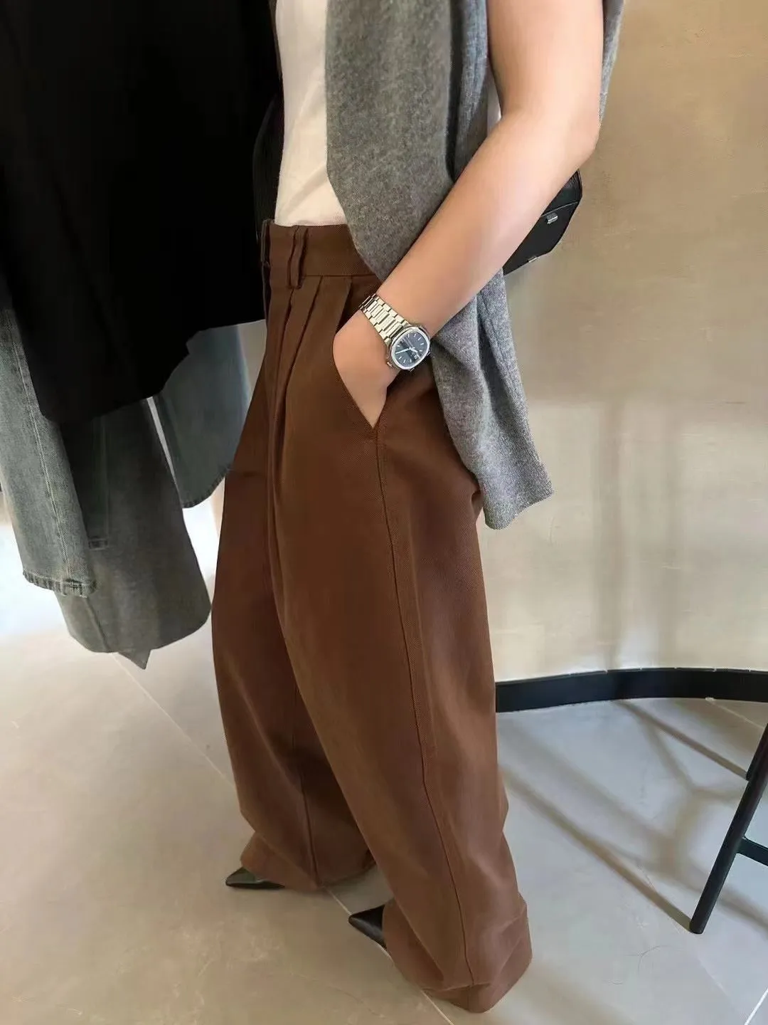 INSTOCK - Korean Wide Leg Pleated Pants