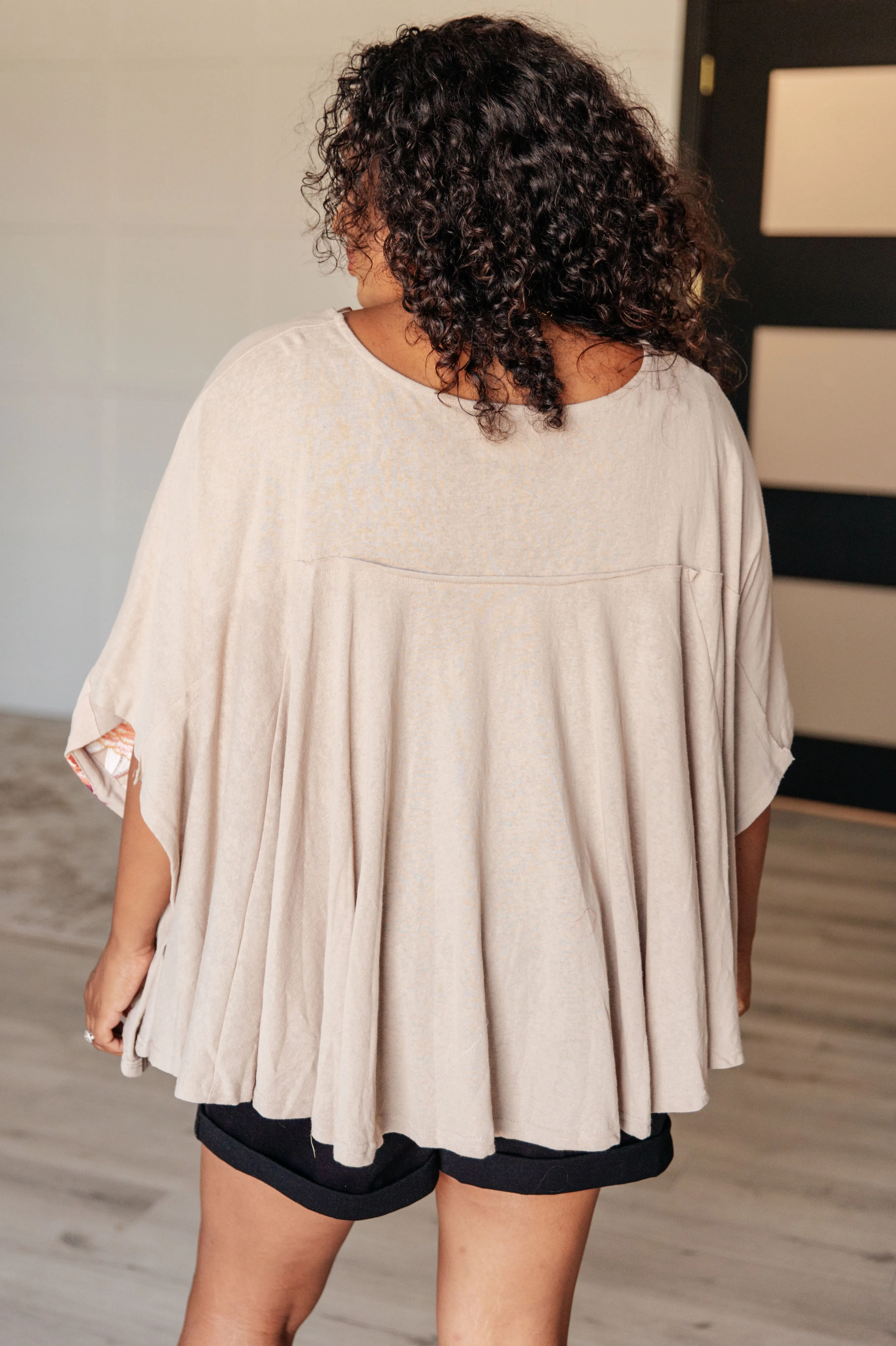 Isabel Embroidered Poncho Style Tunic in Mocha