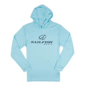 Island LS Performance Hooded Tee - Aqua Blue
