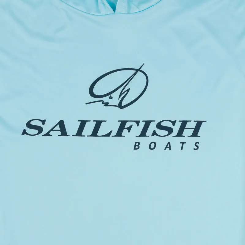 Island LS Performance Hooded Tee - Aqua Blue