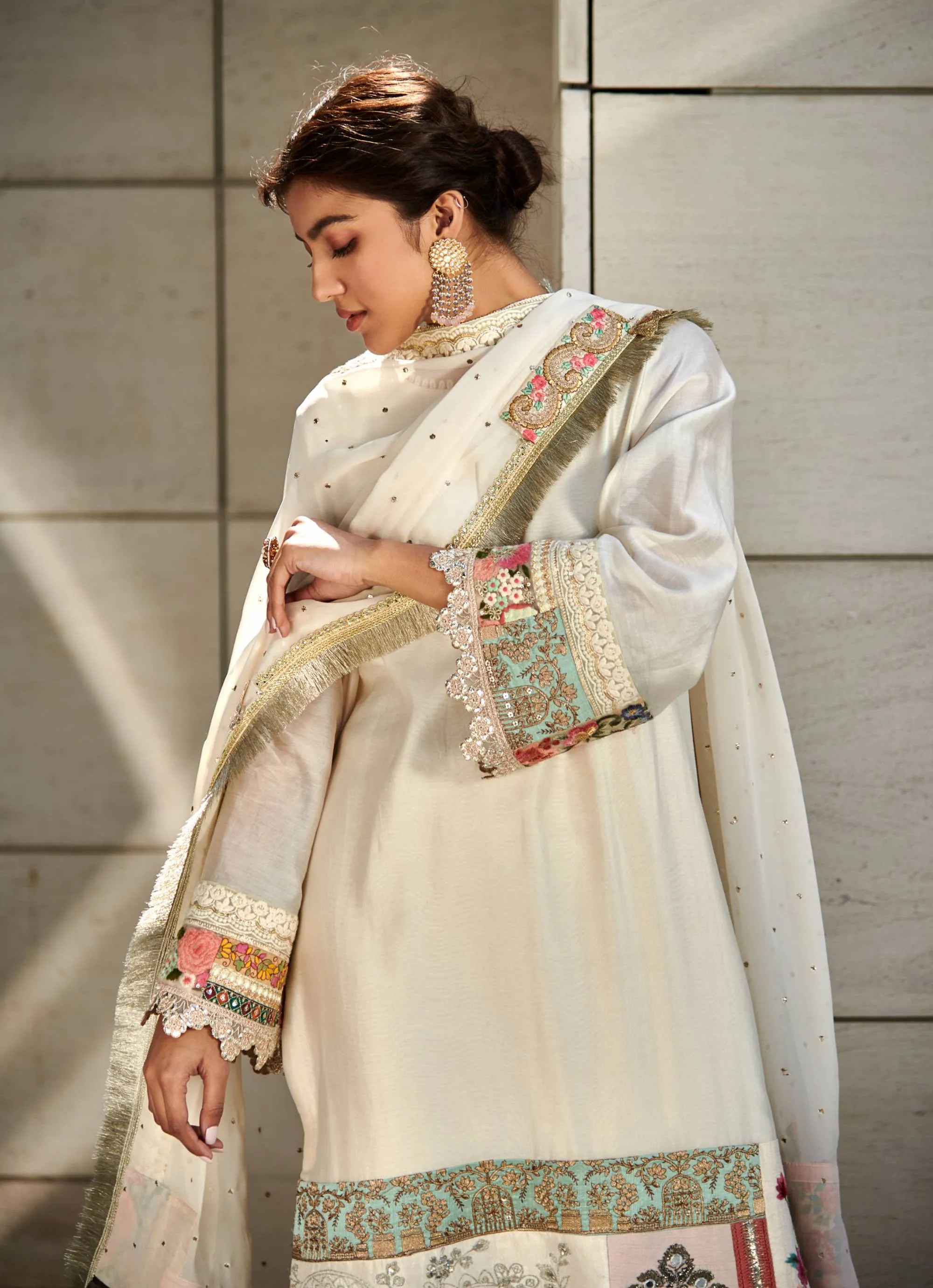 Ivory multi patch kurta set