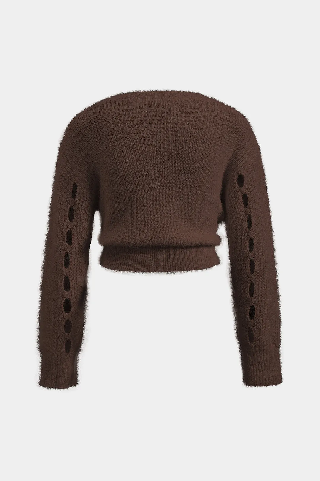 Janelle - Stylish Knit Button Cut Out Woman's Long Sleeve Cardigan