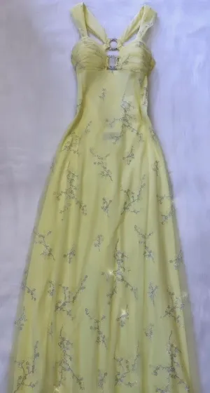 JazzHer Gorgeous A line Straps Yellow Tulle Long Prom Dresses Evening Dress (PRE-ORDER)