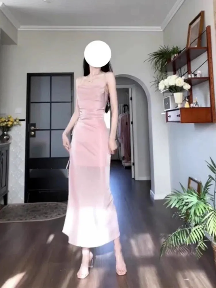 JazzHer Sexy Sheath Spaghetti Straps Pink Sequin Evening Dress Prom Dresses Birthday Outfits (PRE-ORDER)