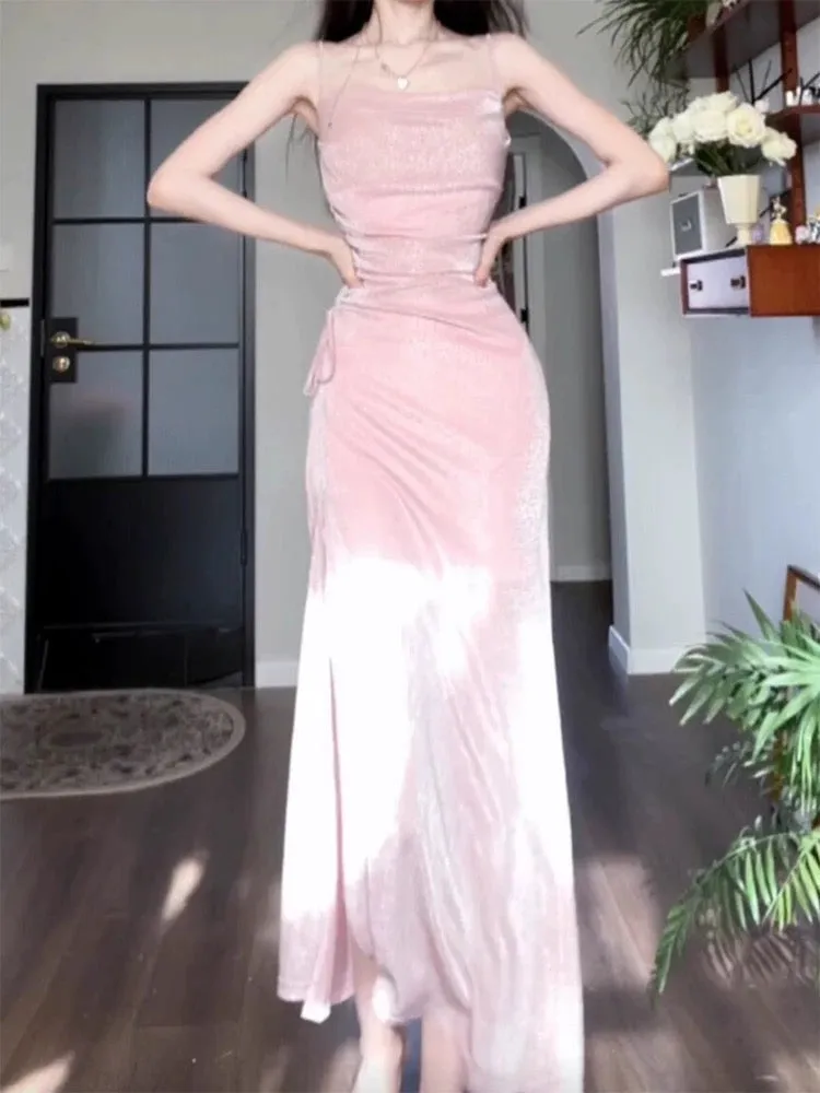 JazzHer Sexy Sheath Spaghetti Straps Pink Sequin Evening Dress Prom Dresses Birthday Outfits (PRE-ORDER)
