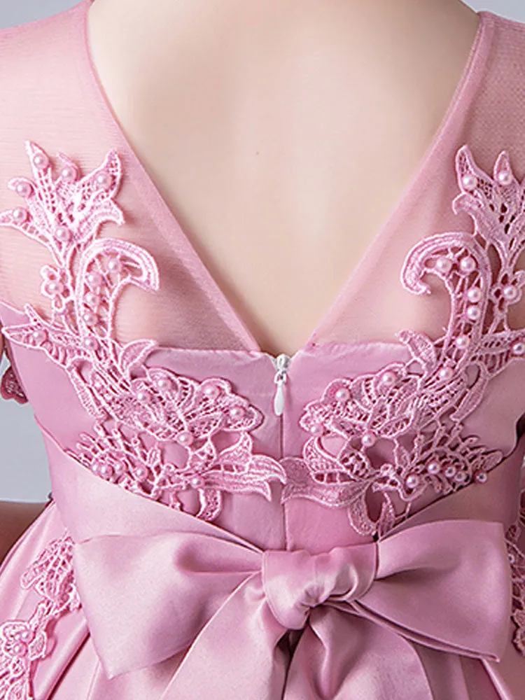 Jewel Neck Sleeveless Embroidered Formal Kids Pageant flower girl dresses