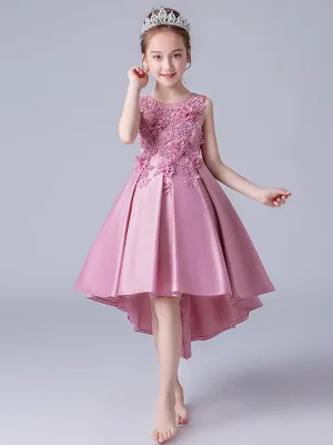 Jewel Neck Sleeveless Embroidered Formal Kids Pageant flower girl dresses