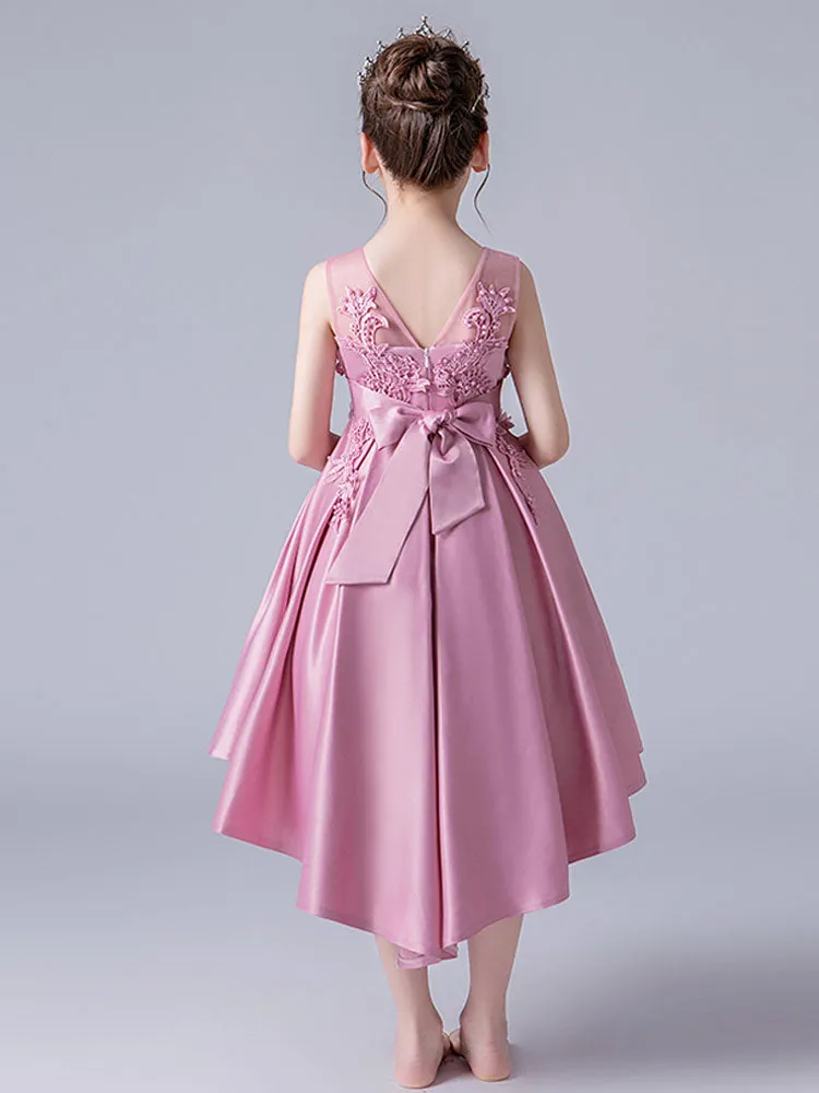 Jewel Neck Sleeveless Embroidered Formal Kids Pageant flower girl dresses