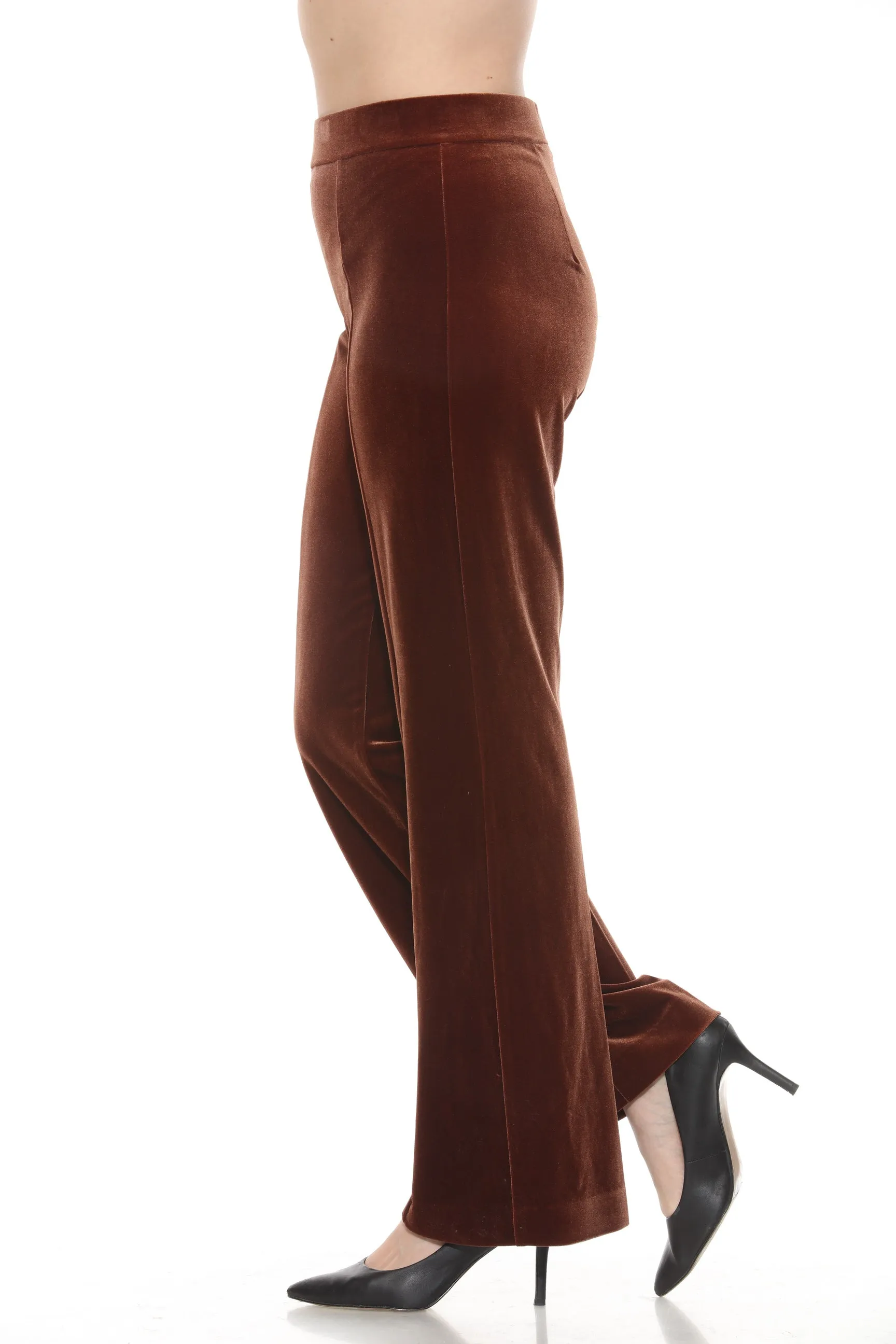 Joseph Ribkoff Brown Velvet  Pull On Wide Leg Pants 244021