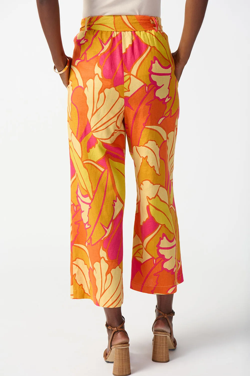 Joseph Ribkoff Linen Blend Wide-Leg Crop Pants Jr242910