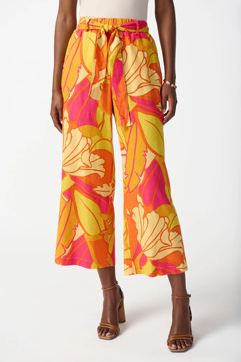 Joseph Ribkoff Linen Blend Wide-Leg Crop Pants Jr242910
