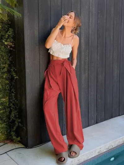 Kaily Tied High Waist Wide Leg Pants