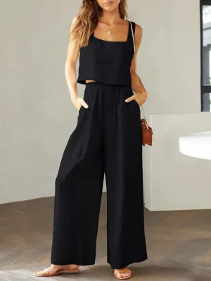 Keagan Square Neck Top and Wide Leg Pants Set