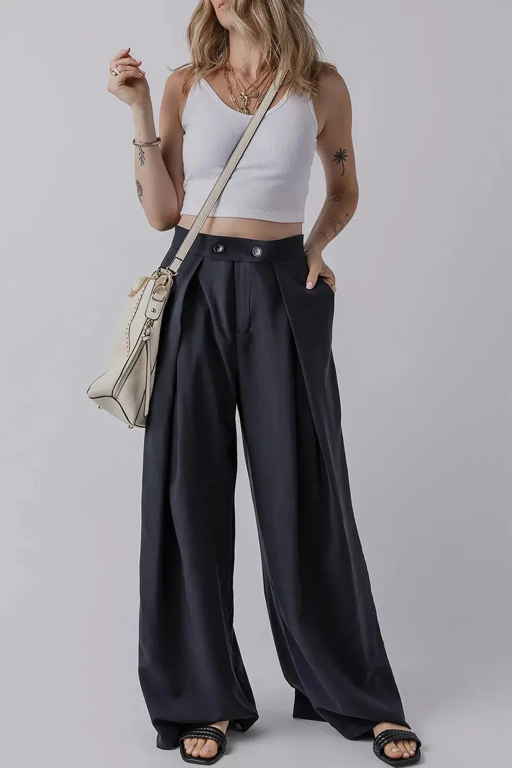 'Keturah' Pleated Wide Leg Pants
