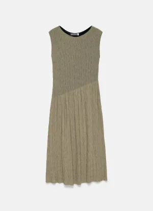 Khaki Jersey Asymmetric Dress