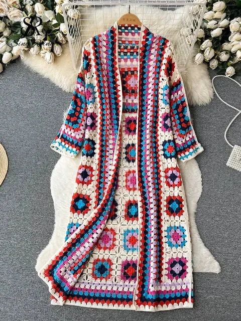 Knitted summer long ladies cardigan - Cozy and warm for winter - Sophisticated look for any occasion