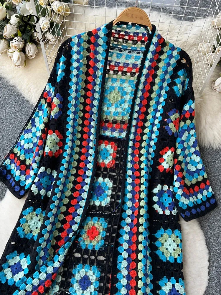 Knitted summer long ladies cardigan - Cozy and warm for winter - Sophisticated look for any occasion