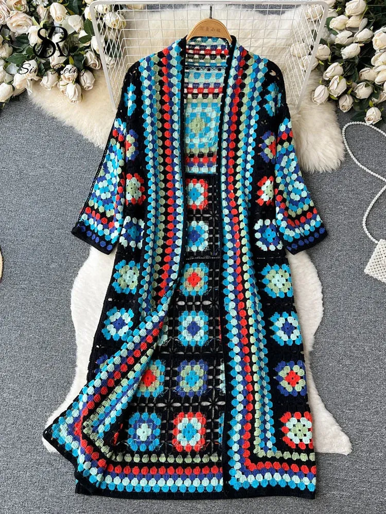 Knitted summer long ladies cardigan - Cozy and warm for winter - Sophisticated look for any occasion