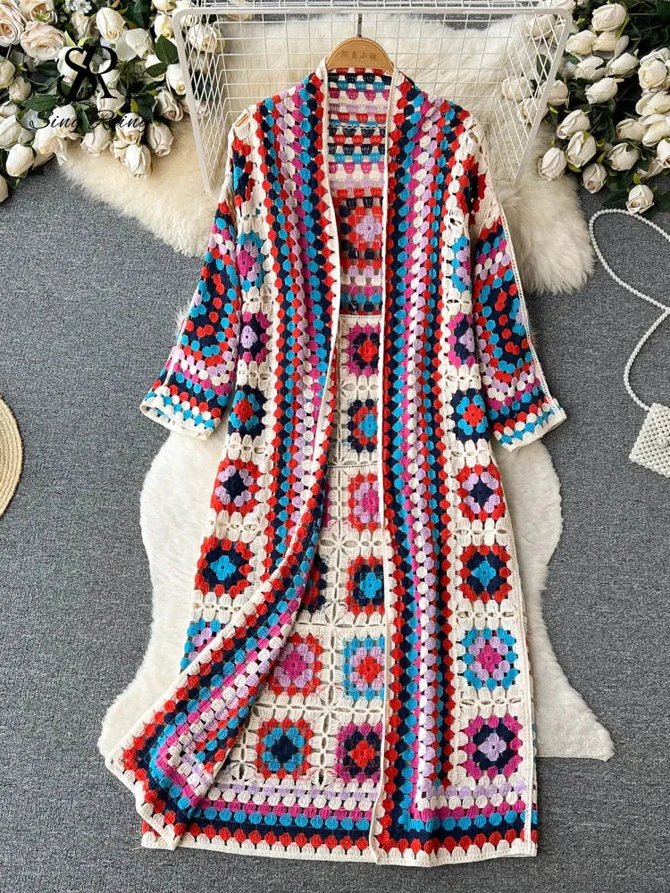 Knitted summer long ladies cardigan - Cozy and warm for winter - Sophisticated look for any occasion