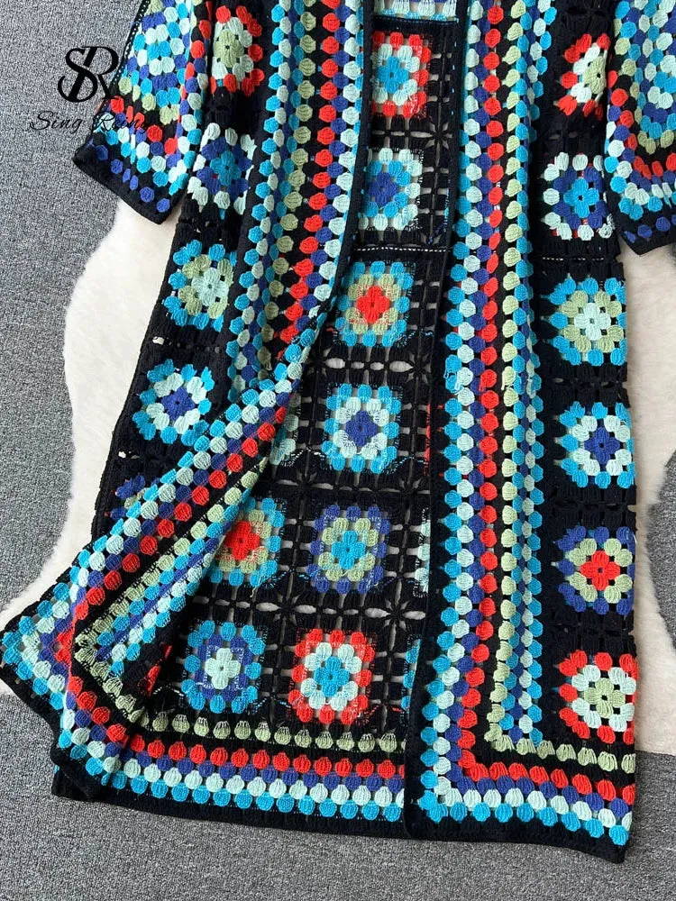 Knitted summer long ladies cardigan - Cozy and warm for winter - Sophisticated look for any occasion